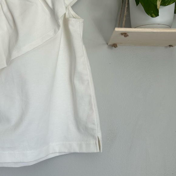 🩷NWT J CREW WHITE ONE SHOULDER TANK TOP RUFFLE SIZE MEDIUM SUMMER TREND - Picture 3 of 6